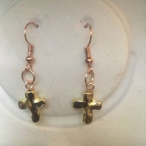 Gold Cross Earrings